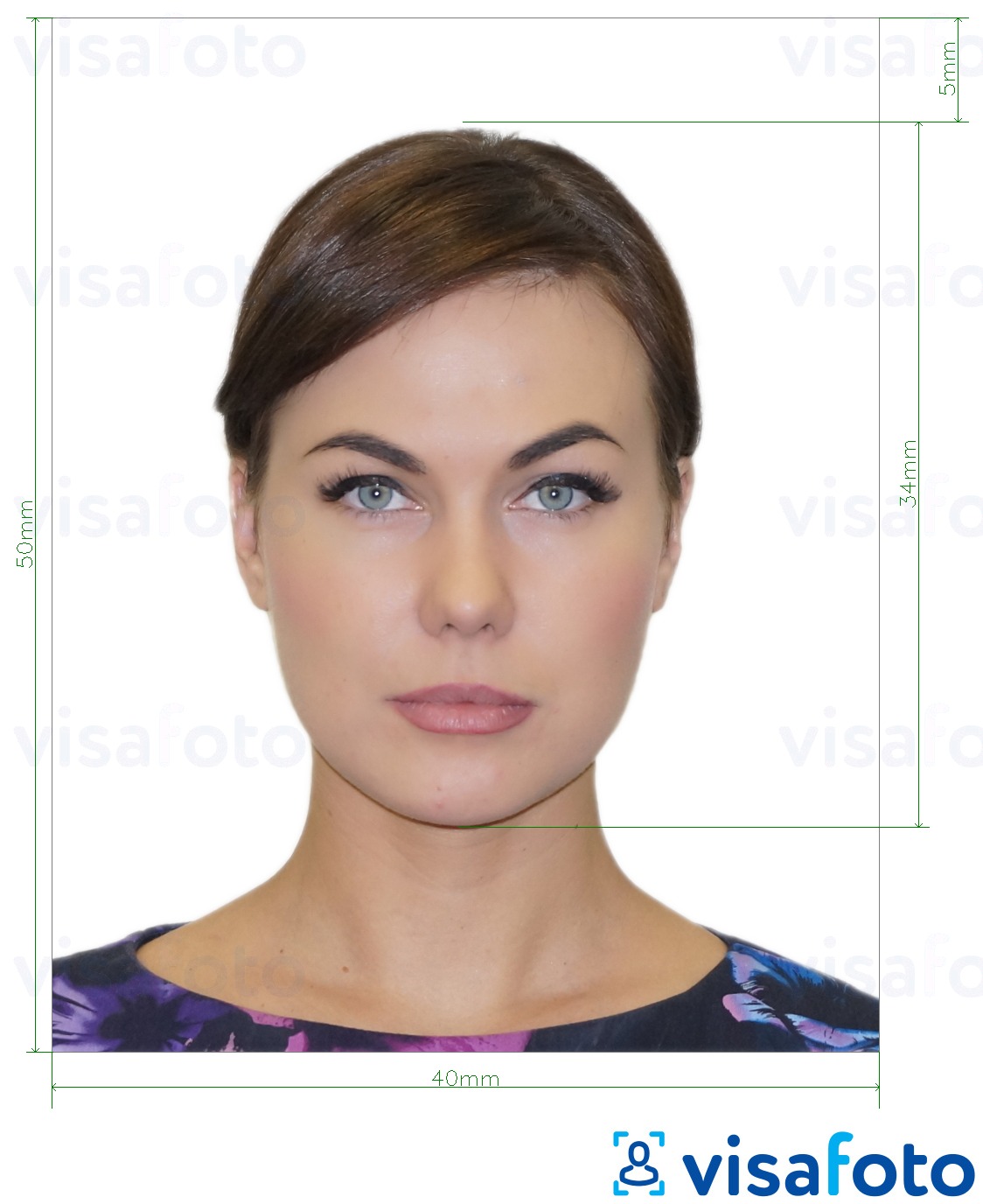 Eksempel på billede for Albanien e-visum 4x5 cm med præcis størrelsesspecifikation.