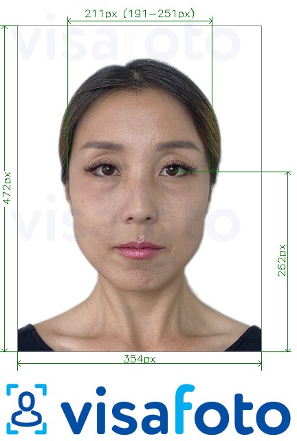 Eksempel på billede for China Passport online 354x472 pixel gammelt format med præcis størrelsesspecifikation.