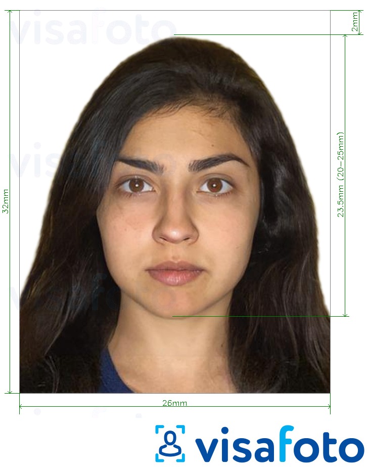 Eksempel på billede for Guatemala pas 2,6x3,2 cm med præcis størrelsesspecifikation.
