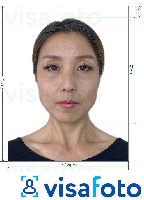 Eksempel på billede for Mongoliet pas online med præcis størrelsesspecifikation.