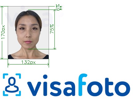 Eksempel på billede for Thailand visum 132x170 pixel med præcis størrelsesspecifikation.