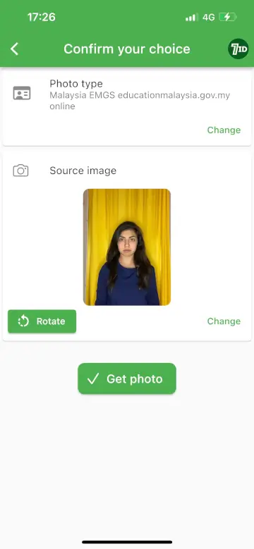 7ID App: Malaysian EMGS Photo Size