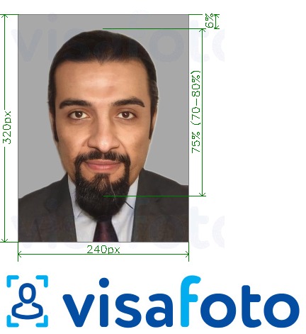 Eksempel på billede for Bahrain ID-kort 240x320 pixels med præcis størrelsesspecifikation.