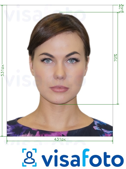 Eksempel på billede for Brasilien Visum online 431x531 px med præcis størrelsesspecifikation.