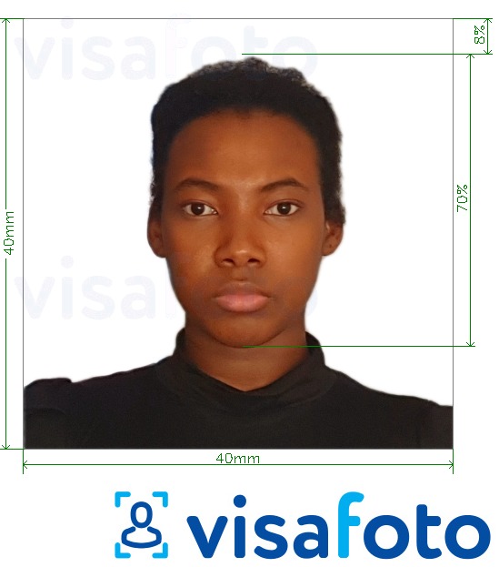 Eksempel på billede for Congo (Brazzaville) pas 4x4 cm (40x40 mm) med præcis størrelsesspecifikation.