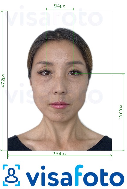 Eksempel på billede for Kina 354x472 pixel med øjne på tværs med præcis størrelsesspecifikation.