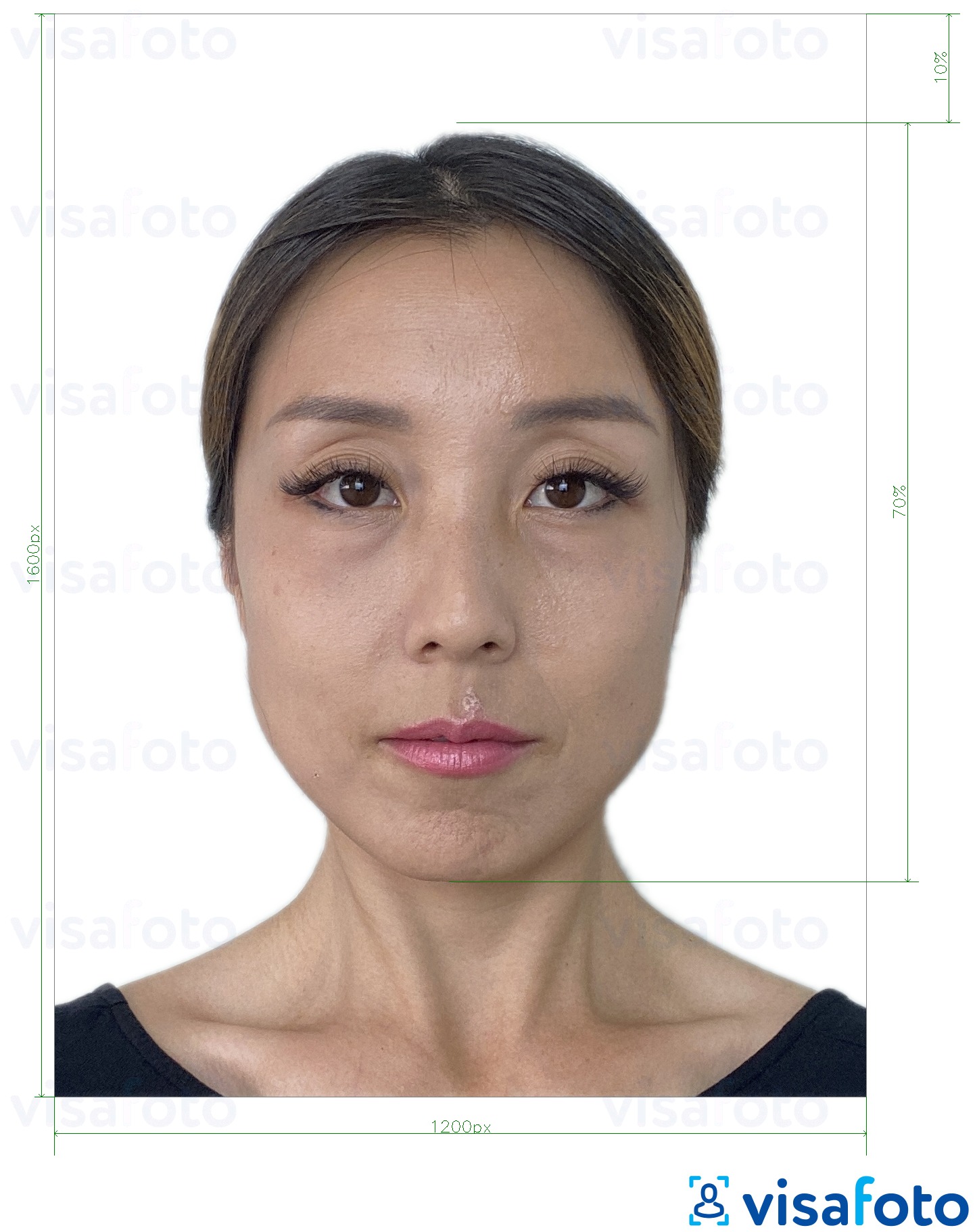 Eksempel på billede for Hong Kong online e-pas 1200x1600 pixels med præcis størrelsesspecifikation.