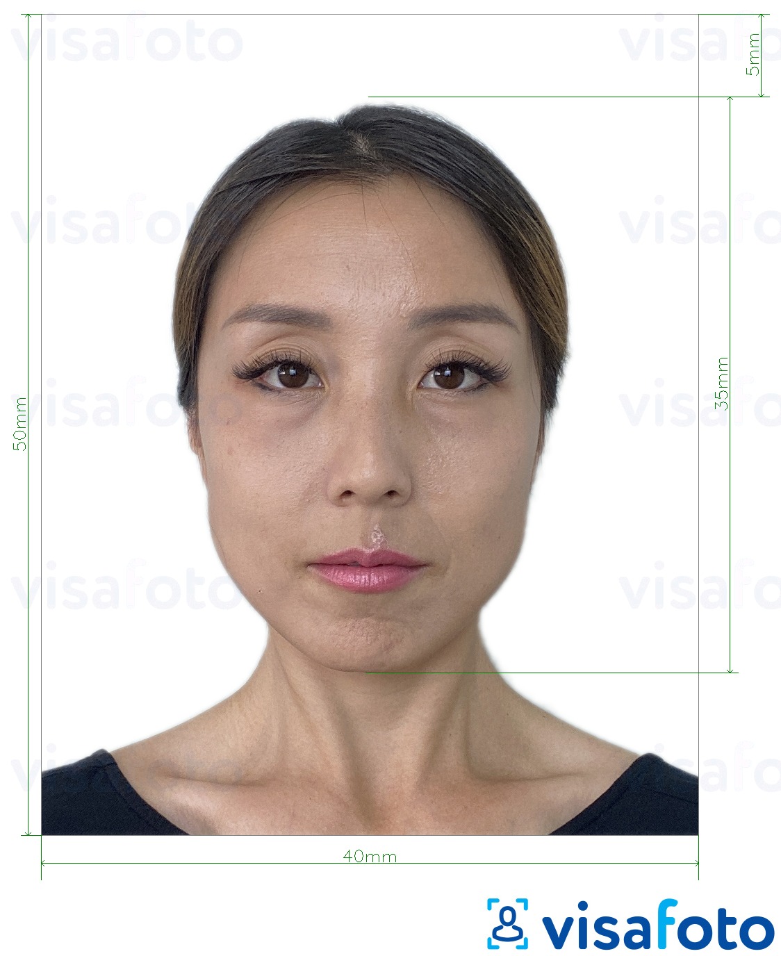 Eksempel på billede for Hong Kong ID-kort 4x5 cm med præcis størrelsesspecifikation.