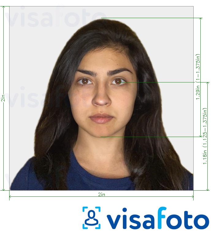 Eksempel på billede for Indien pas til BLS USA ansøgning (2x2 