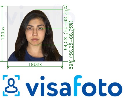 Eksempel på billede for Indien Visum 190x190 px via VFSglobal.com med præcis størrelsesspecifikation.