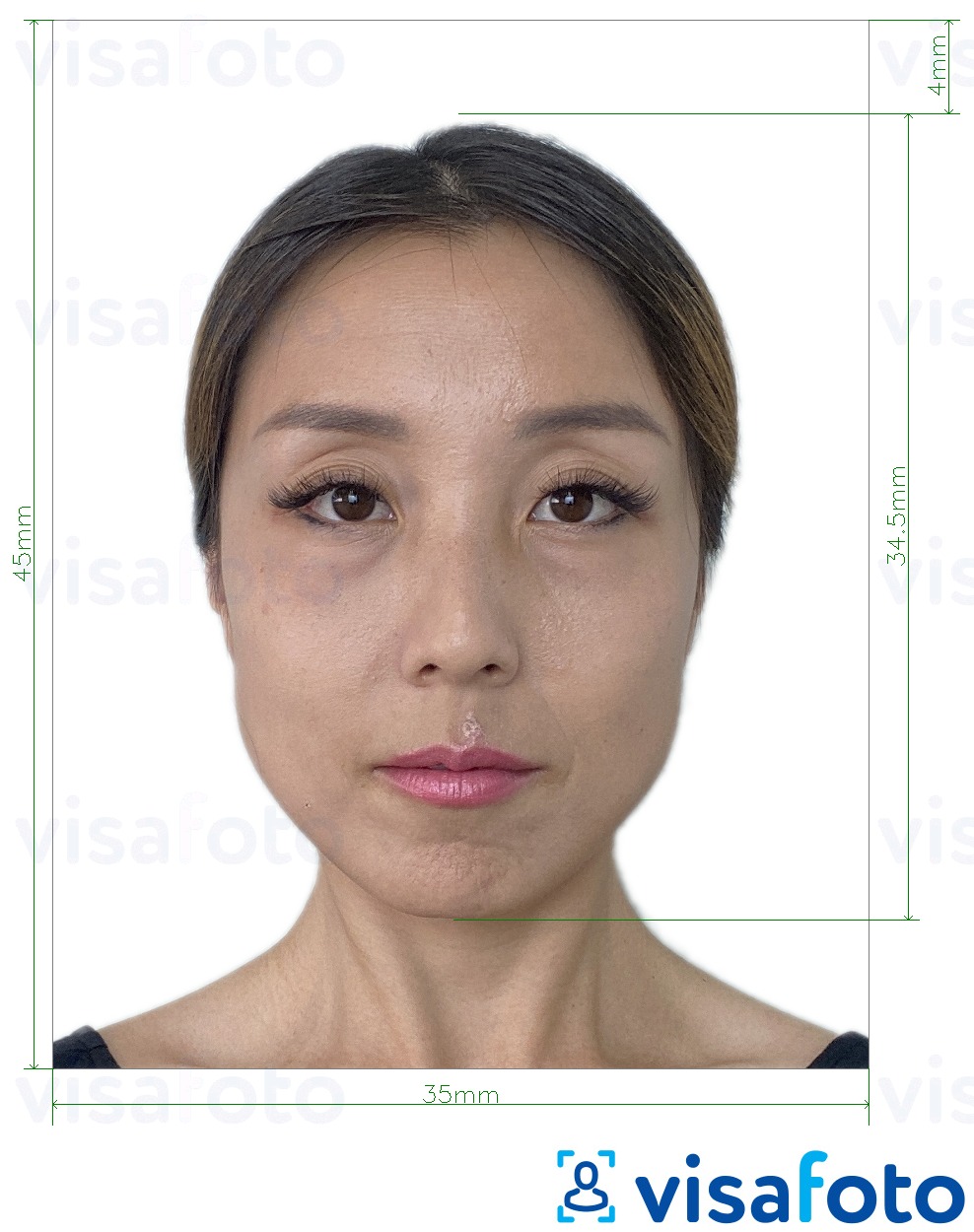 Eksempel på billede for Macau resident identitetskort (BIR) 45x35 mm med præcis størrelsesspecifikation.