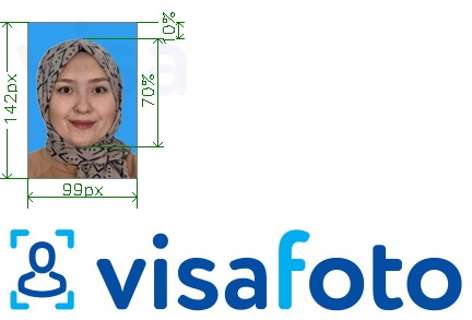 Eksempel på billede for Malaysia expat 99x142 pixels blå baggrund med præcis størrelsesspecifikation.