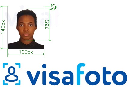 Eksempel på billede for Nigeria pas 120x140 pixels med præcis størrelsesspecifikation.