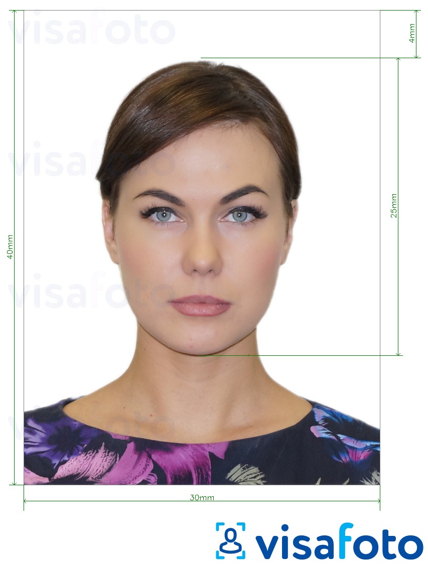 Eksempel på billede for Rusland Pensionist ID 3x4 med præcis størrelsesspecifikation.