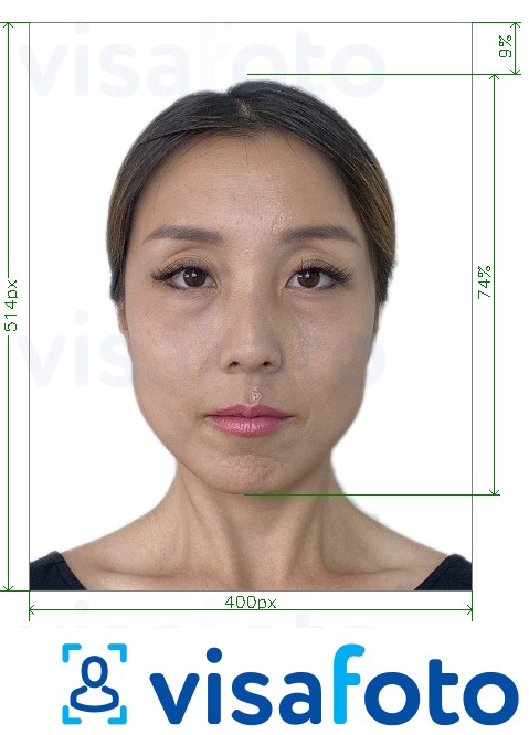 Eksempel på billede for Singapore visum online 400x514 px med præcis størrelsesspecifikation.