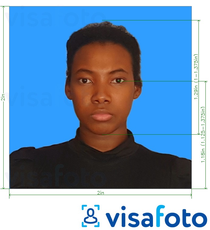 Eksempel på billede for Tanzania Azania Bank 2x2 tommer blå baggrund med præcis størrelsesspecifikation.