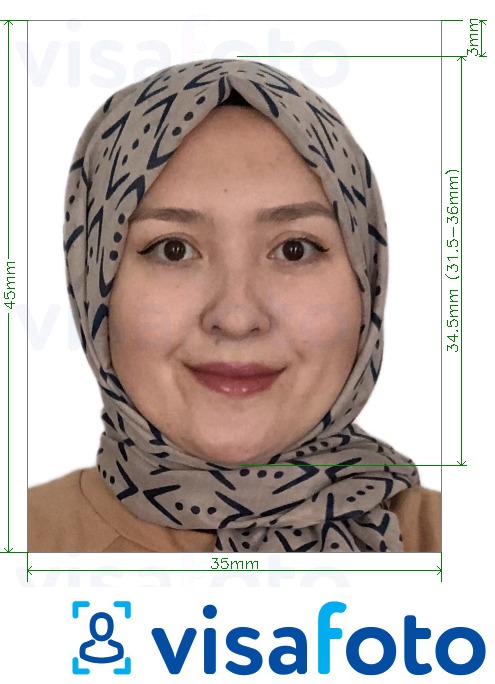Eksempel på billede for Usbekistan statsborgerskab 35x45 mm med præcis størrelsesspecifikation.