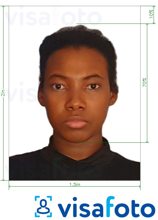 Eksempel på billede for Zambia pas 1,5x2 tommer (51x38 mm) med præcis størrelsesspecifikation.
